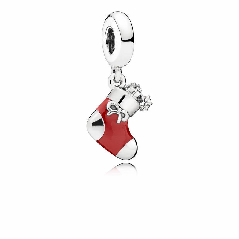 Pandora Festive Stocking Dangle Charm Outlet NZ, Sterling Silver (042739-BQR)